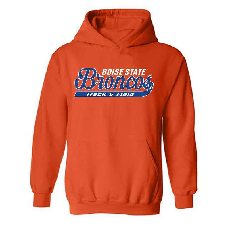 Boise State - NCAA Women's Track & Field : Lizbeth Soto - Classic Shersey Hooded Sweatshirt Hoodie with Frayed Bohemian Relaxed