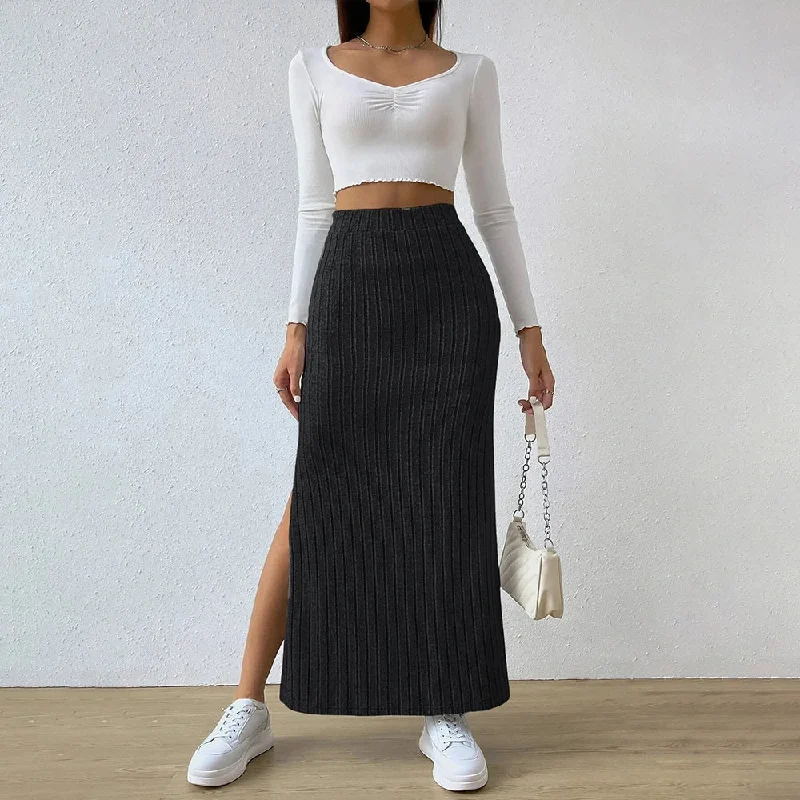 Wjczt outfit ideal Aspen Knit Midi Bodycon Skirt cashmere skirt soft