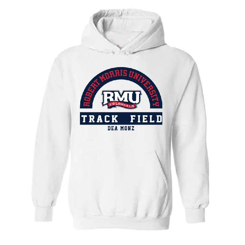 Robert Morris - NCAA Women's Track & Field : Dea Monz - Classic Fashion Shersey Hooded Sweatshirt Hoodie with Elastic Waist Stretchable Comfortable