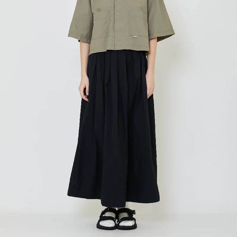 Women Nylon Maxi Skirt - Black - SW2401013B velvet skirt rich