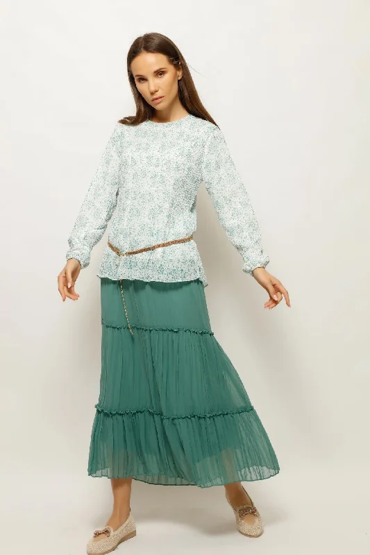PLEATS AND SKIRT POLKA FLORAL SET cashmere skirt plush