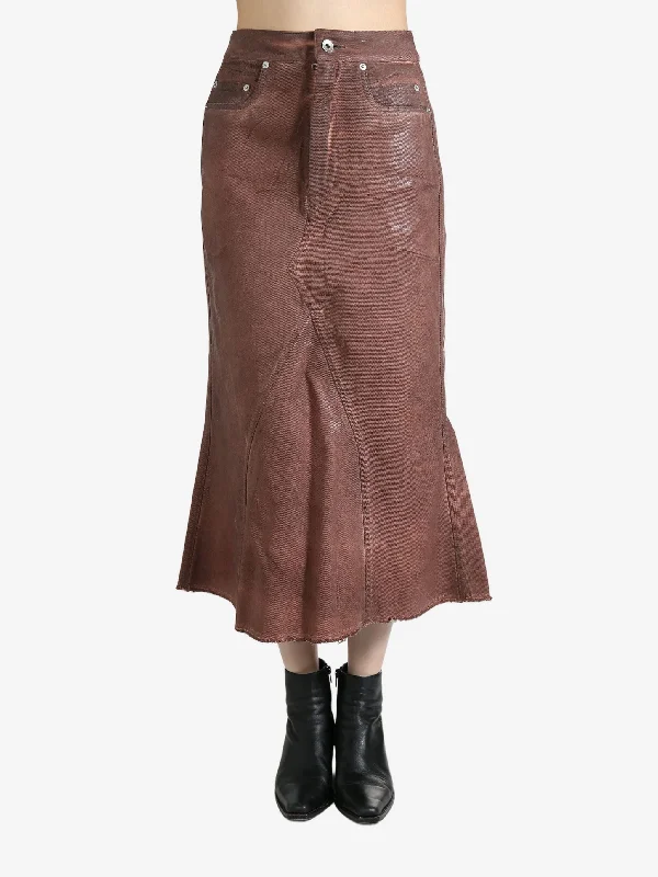 RICK OWENS DRKSHDW - Women Gonna In Denim - Godet Skirt zip skirt side