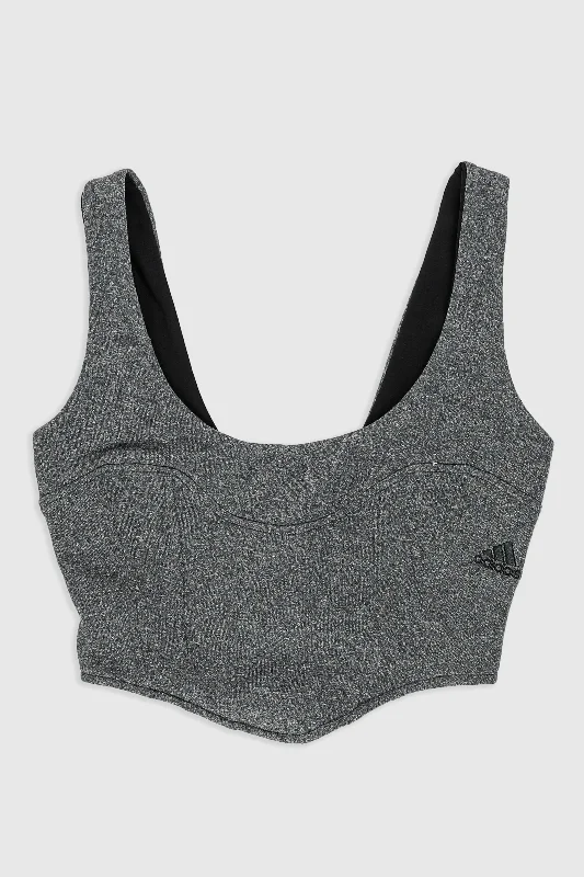 Rework Adidas Sweatshirt Bustier - XS, S, M, L, XL, XXL Hoodie with Hidden Zipper Minimalist Clean