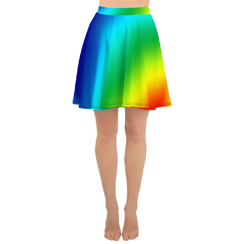 Bright Rainbow Skater Skirt, Ombre Print Women's Skater Skirt- Made in USA/EU (US Size: XS-3XL) corduroy skirt comfortable