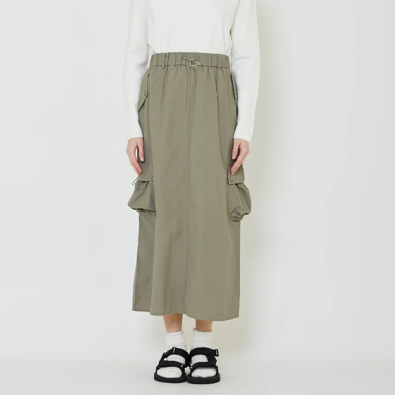 Women Nylon Maxi Skirt - Dusty Green - SW2401021A linen skirt airy