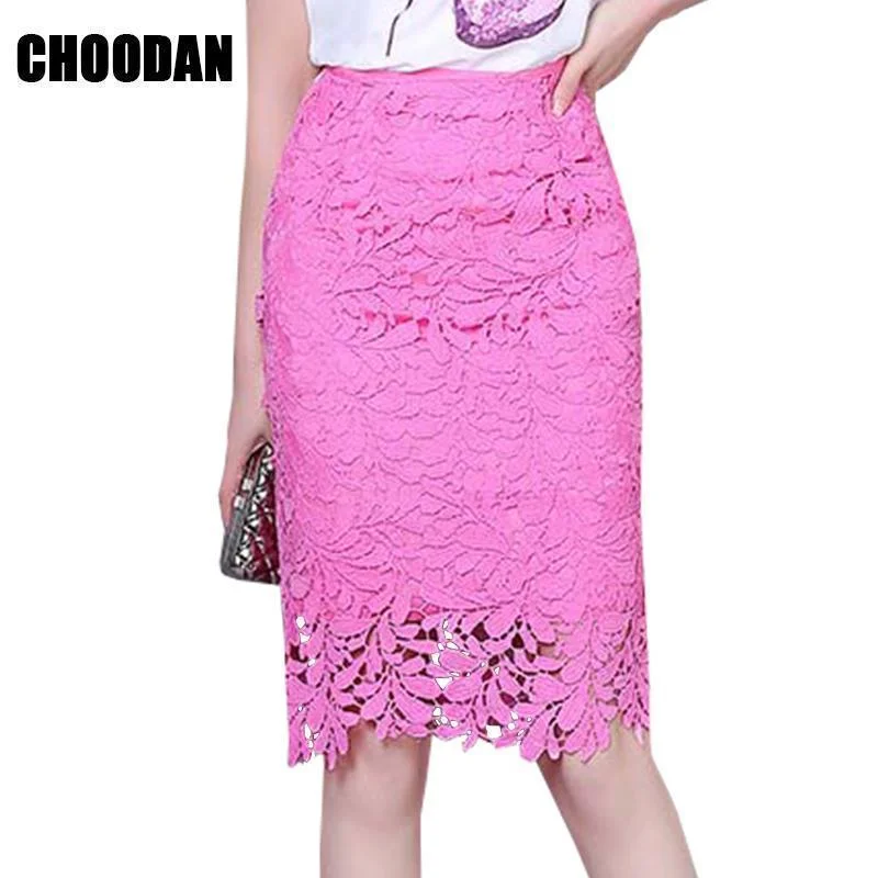 Lace Skirt Women Elegant Summer High Waist Pencil Skirts 2017 Fall Fashion Korean Style Hollow Out Office Ladies Female Clothing vintage skirt charm