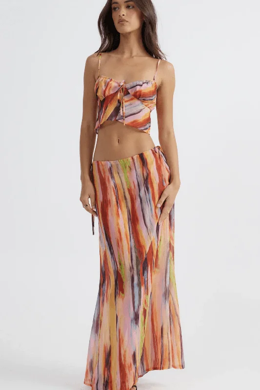 SNDYS THE LABEL ST BARTS MAXI SKIRT - MULTI wrap skirt elegant