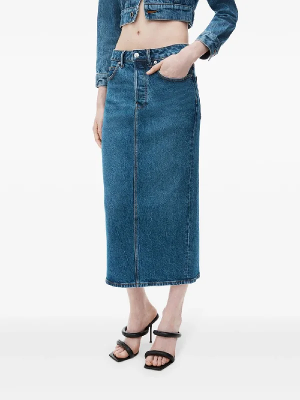 ALEXANDER WANG - Women Stretch Denim Midi Skirt seamless skirt comfort