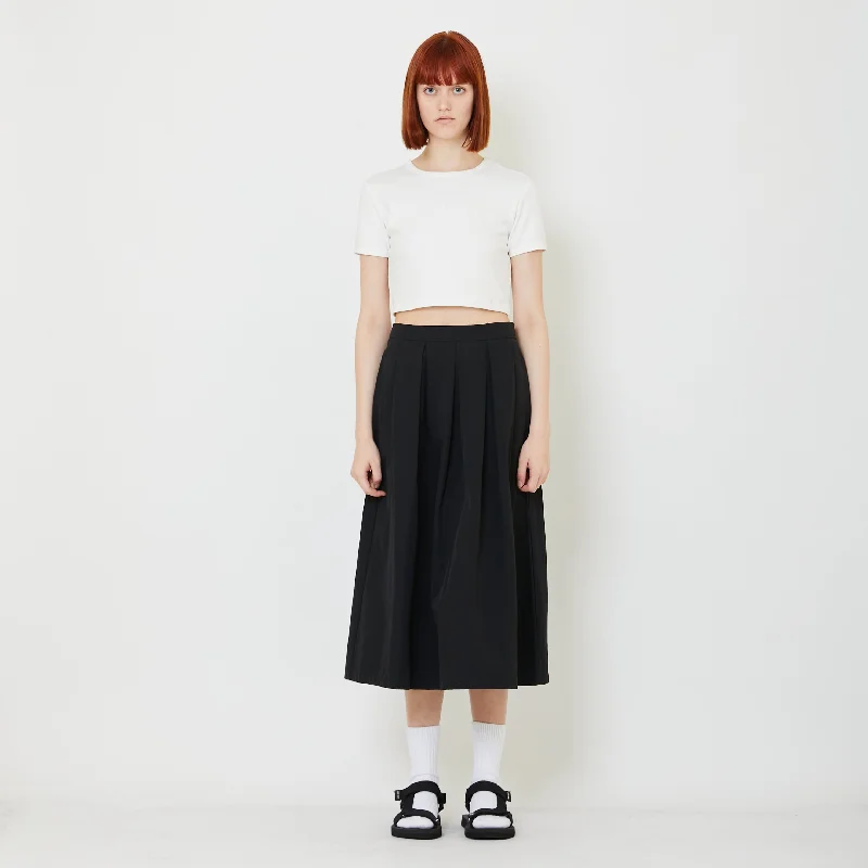 Women Pleated Skirt - Black - SW2407090B corduroy skirt textured