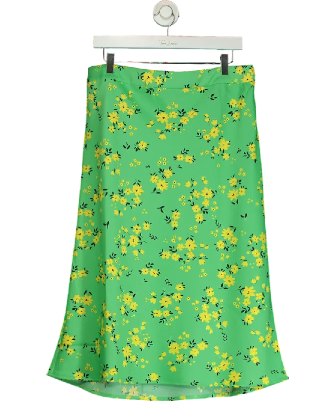 Dannii Minogue green floral Printed Midi Skirt petite length UK 18 wool skirt warm