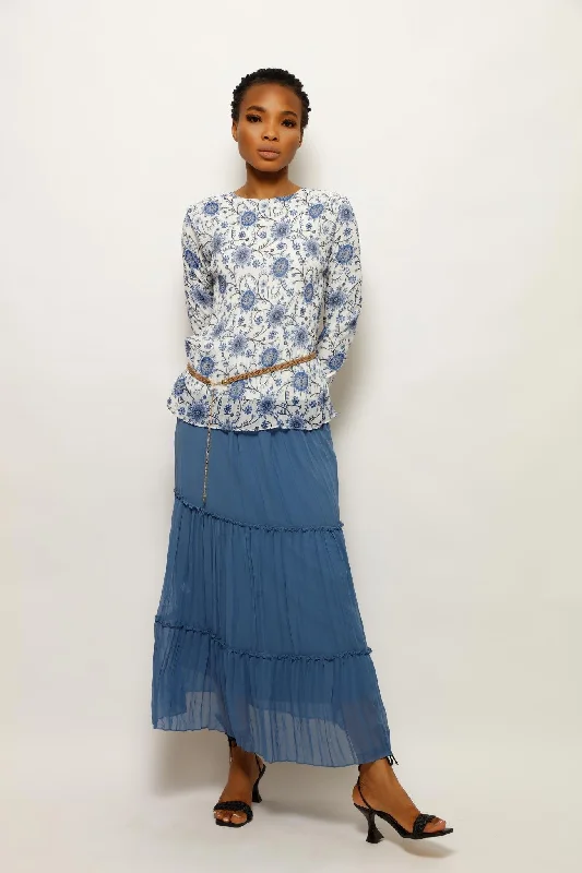 PLEATS AND SKIRT FLORAL SET cashmere skirt fine