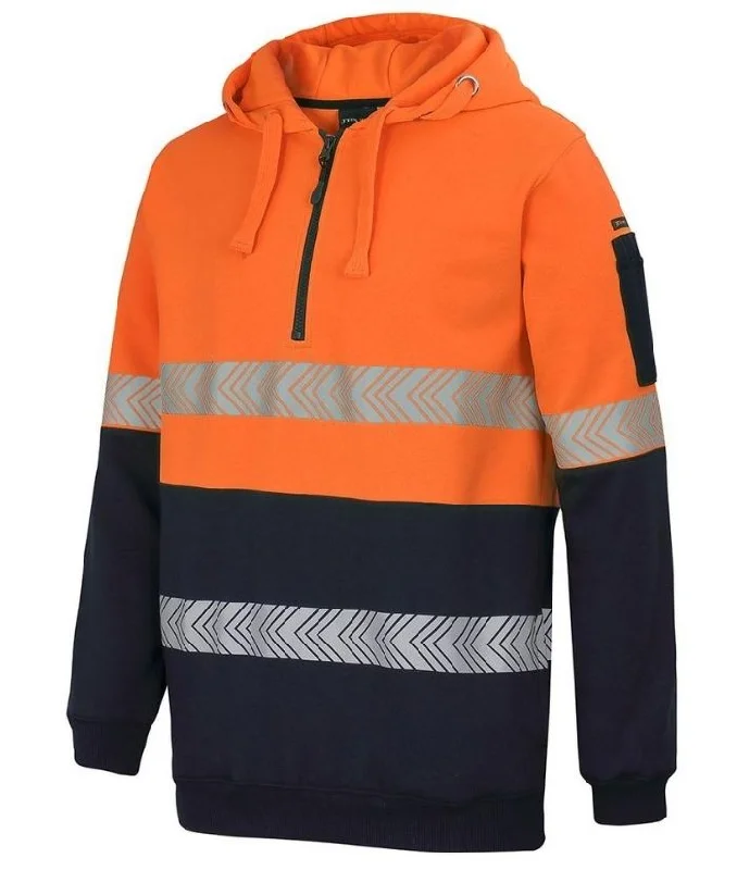 Hi Vis (D+N), 1/2 Zip Segmented Tape Hoodie Hoodie with Pattern Geometric Abstract