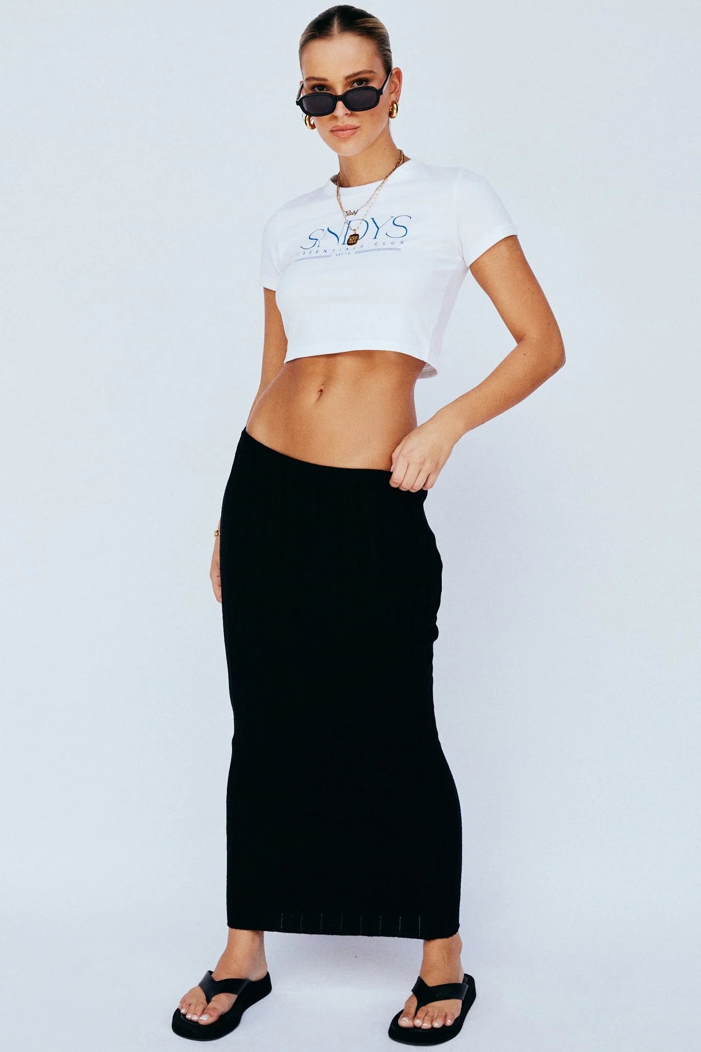 SNDYS THE LABEL BAHA SKIRT - BLACK zip skirt side