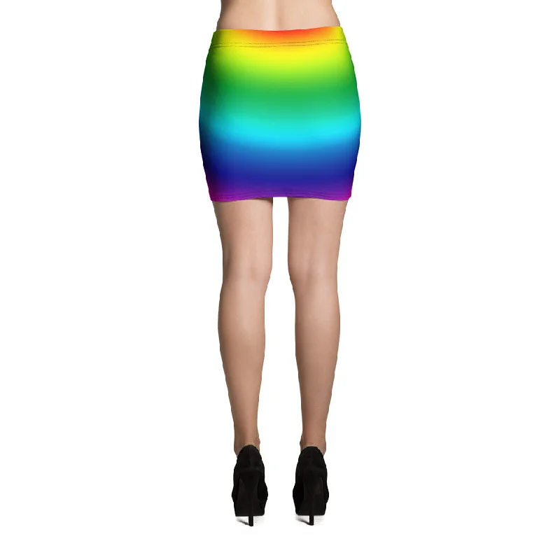 Radial Rainbow Ombre Women's Best Gay Pride Festival Mini Skirt- Made in USA/EU seamless skirt comfort