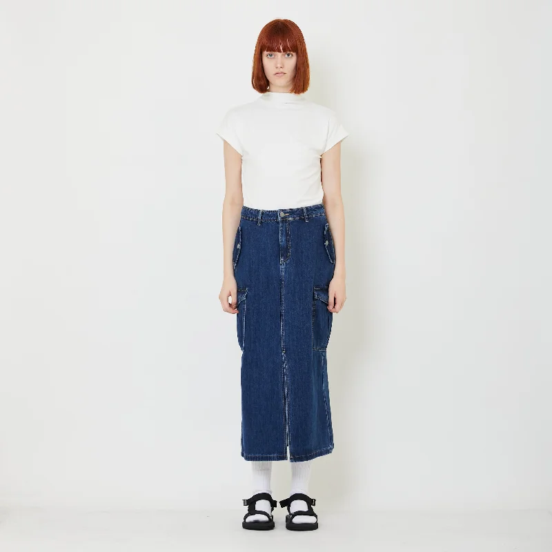 Women Cargo Skirt - Blue - SW2409146A linen skirt light