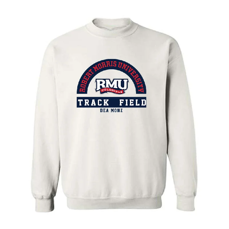 Robert Morris - NCAA Women's Track & Field : Dea Monz - Classic Fashion Shersey Crewneck Sweatshirt Hoodie with Belted Waist Structured Tailored