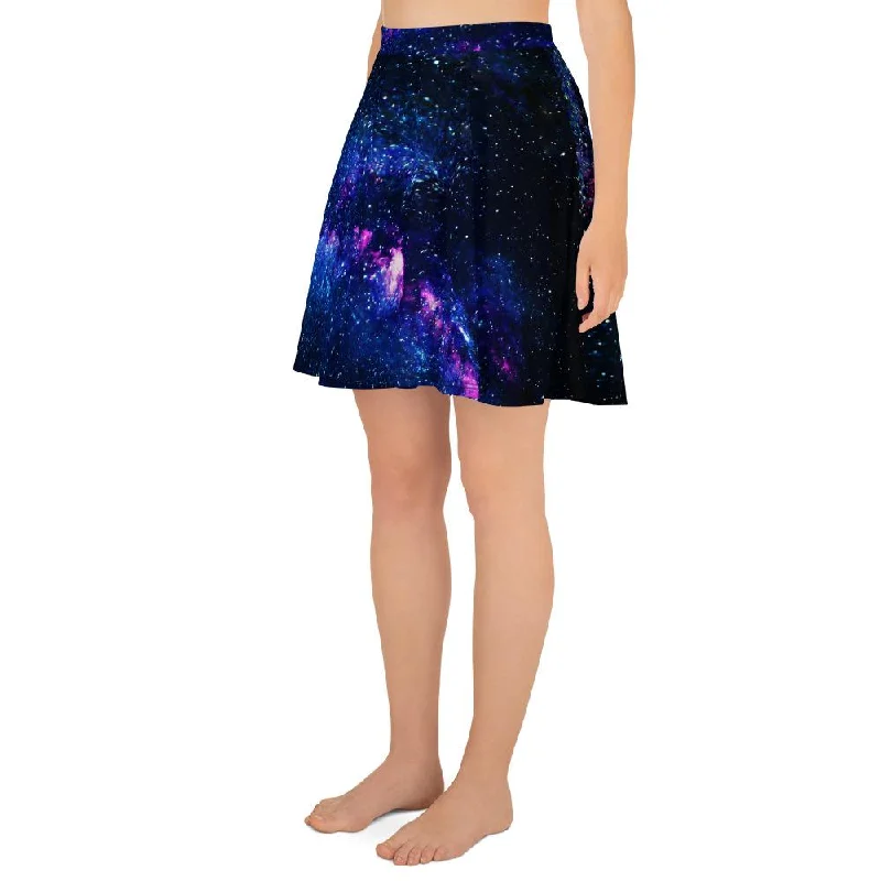 Purple Galaxy Skater Skirt, Cosmos Space Women's Skater Skirt- Made in USA/EU (US Size: XS-3XL) lace skirt elegant