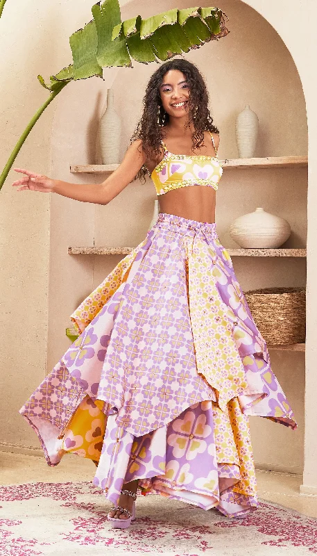 Euthalia - Lilac Layered Skirt with Bustier vintage skirt charm