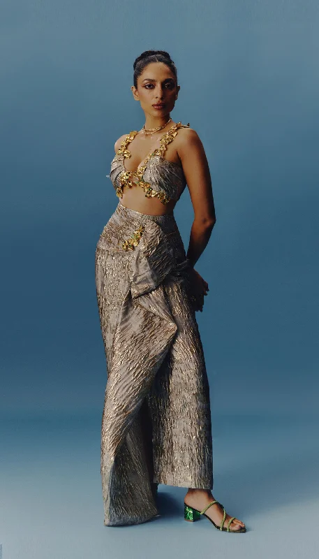 Gold Digger Grey Drape Skirt Set midi skirt versatile