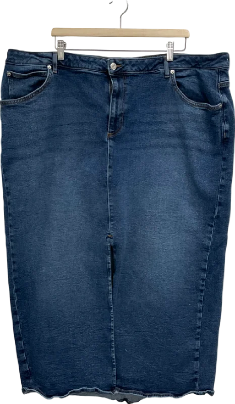 New Look Blue Plus Size Denim Maxi Skirt UK 28 chiffon skirt flowing