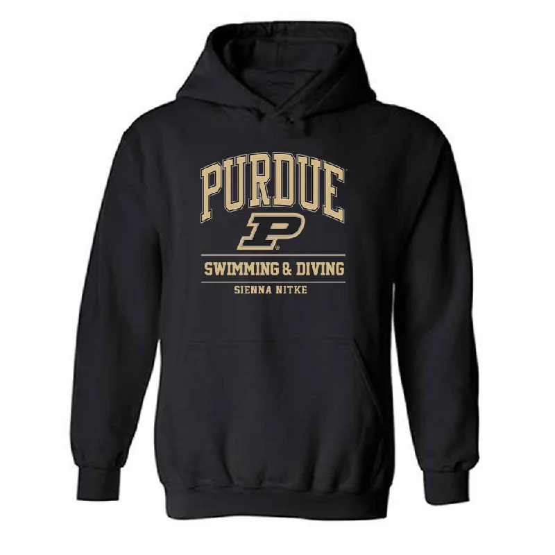Purdue - NCAA Women's Swimming & Diving : Sienna Nitke - Classic Fashion Shersey Hooded Sweatshirt Hoodie with Hood Adjustable Protection Purdue - NCAA Women's Swimming & Diving : Sienna Nitke - Classic Fashion Shersey Hooded Sweatshirt Hoodie with Hood Adjustable Protection