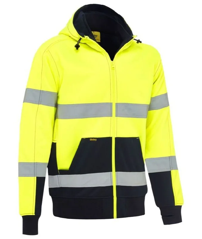 Taped Hi Vis Fleece Hoodie with Sherpa Lining Hoodie with Snap Buttons Easy Quick