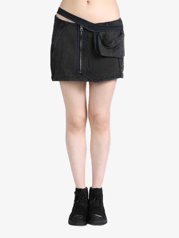 HYEIN SEO - Women W/ Waist Bag Patchwork Mini Skirt corduroy skirt cozy
