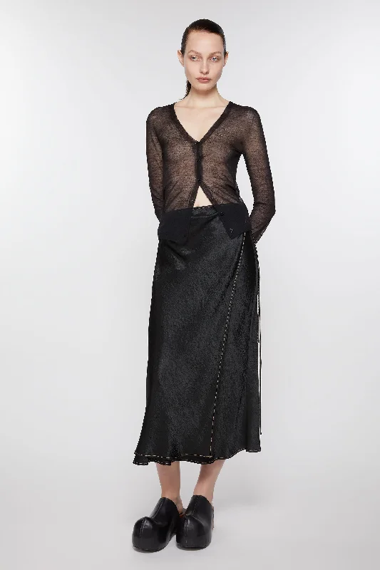 ACNE STUDIOS - Women Satin Wrap Skirt velvet skirt glossy