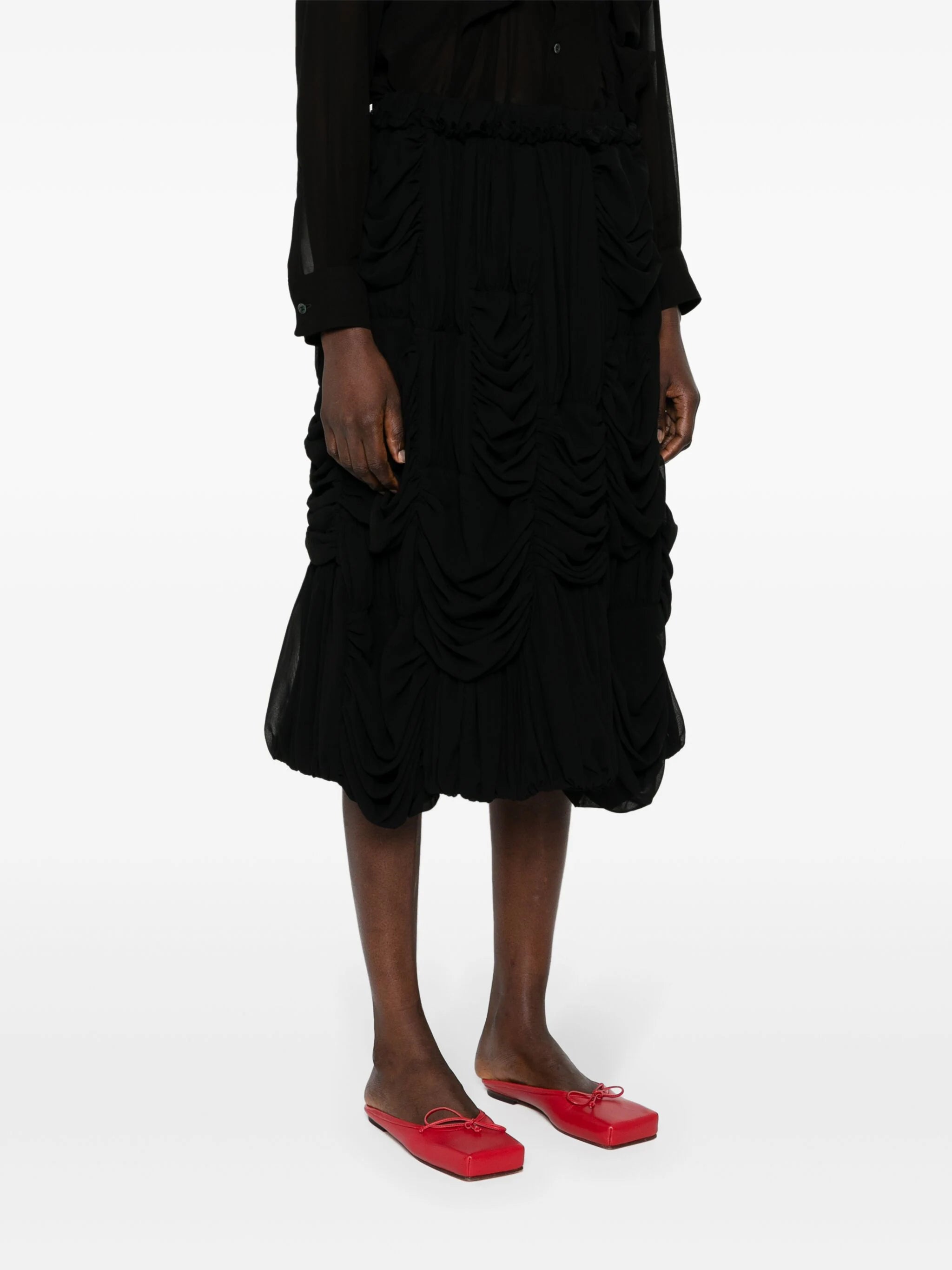 COMME DES GARCONS COMME DES GARCONS - Women's Rouched Pattern Skirt velvet skirt plush