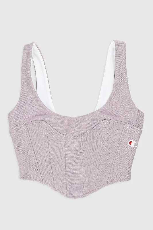 Rework Champion Sweatshirt Bustier - XS Hoodie with Back Slit Movement Comfort