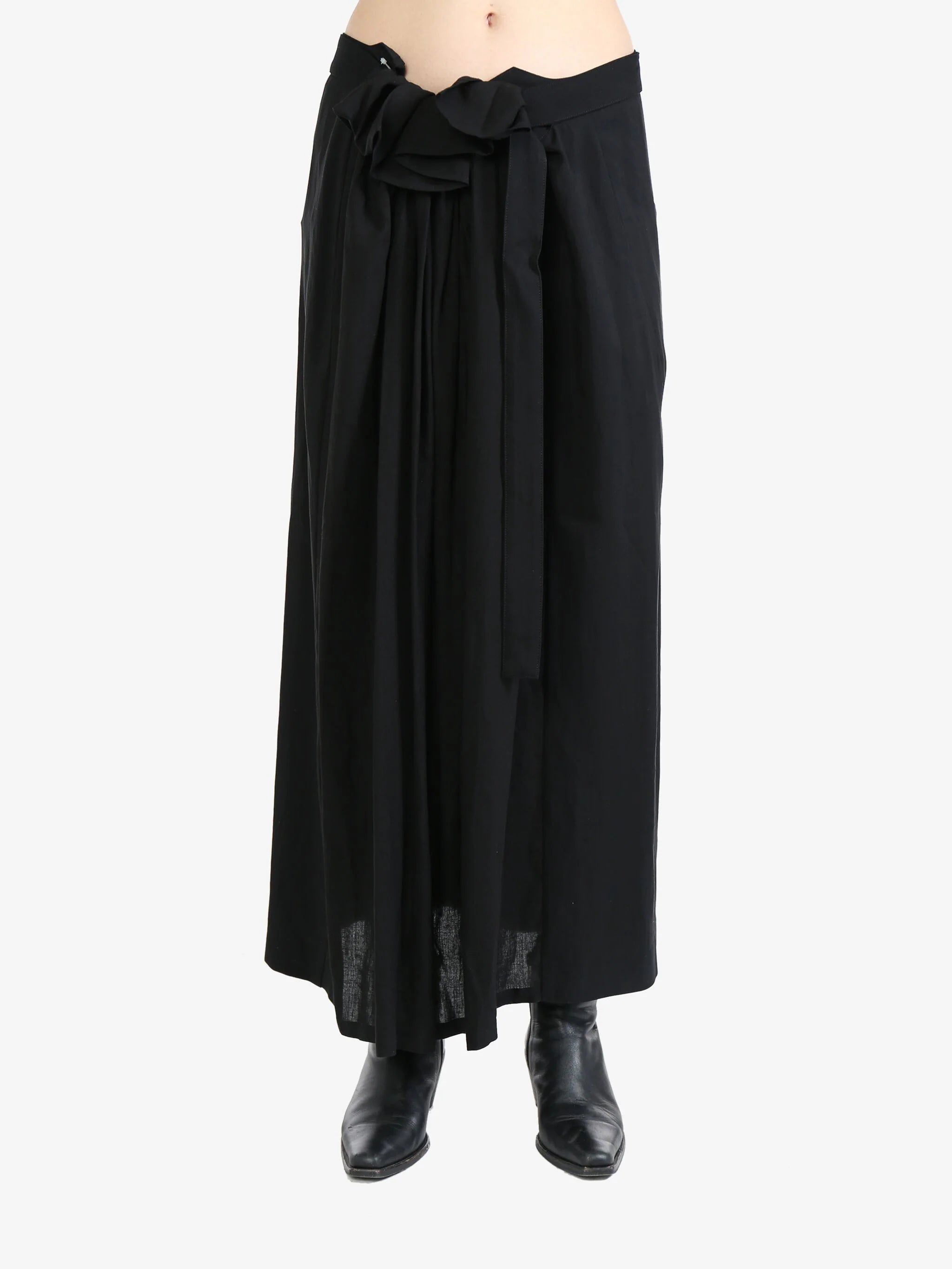 Y'S - Women U-Double Belted Skirt wool skirt warm