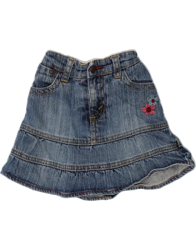 LEVI'S Baby Girls Denim Skirt 12-18 Months W18  Blue Floral Cotton leather skirt sleek