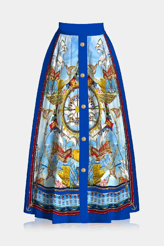 Sailor Print Skirt For Women corduroy skirt textured