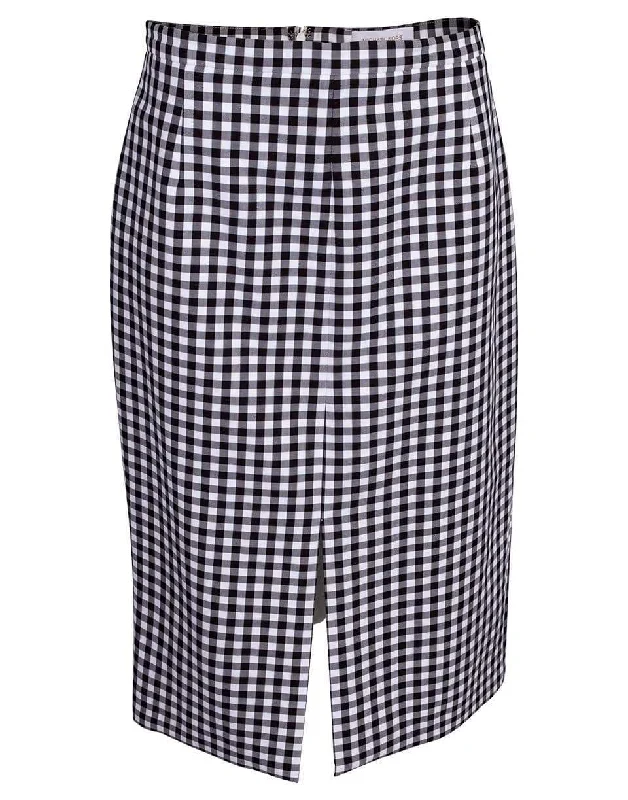 Gingham Cotton Slit Pencil Skirt wool skirt warm