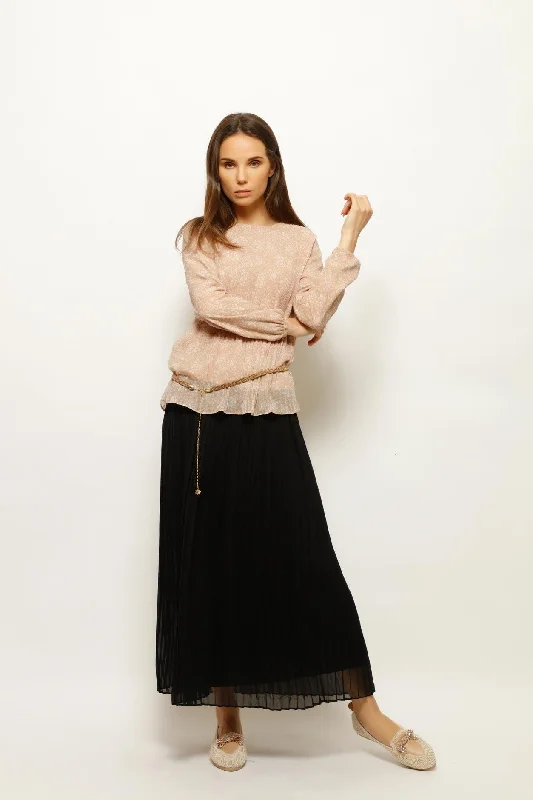 PLEATS AND SKIRT POLKA FLORAL SET corduroy skirt comfortable