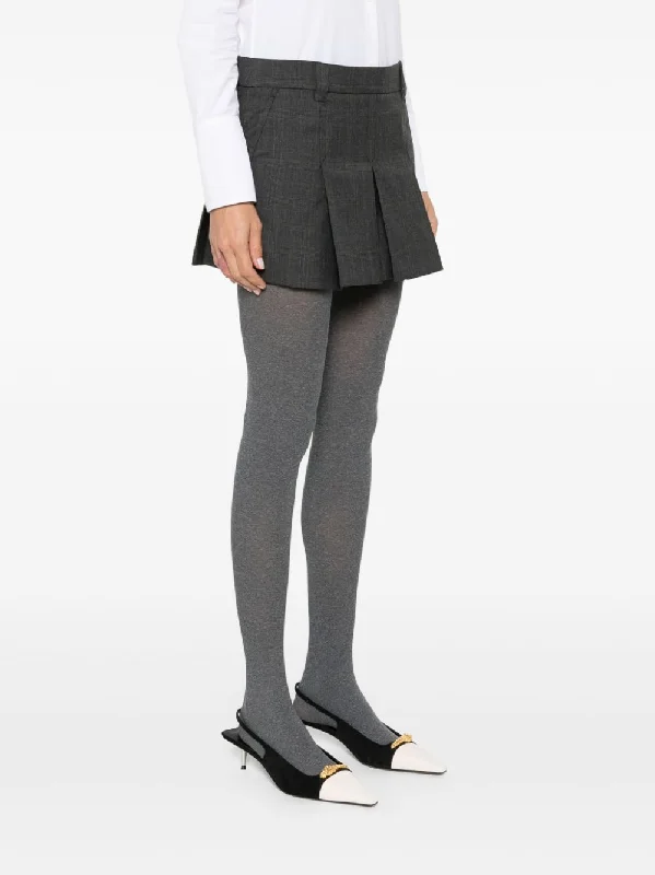 MIU MIU - Women Tartan Print Mini Skirt leather skirt bold