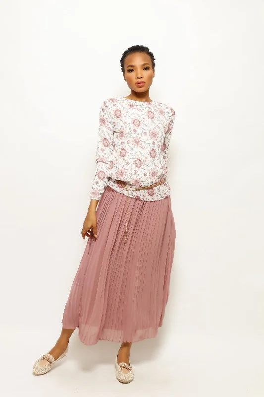PLEATS AND SKIRT FLORAL SET denim skirt fashionable