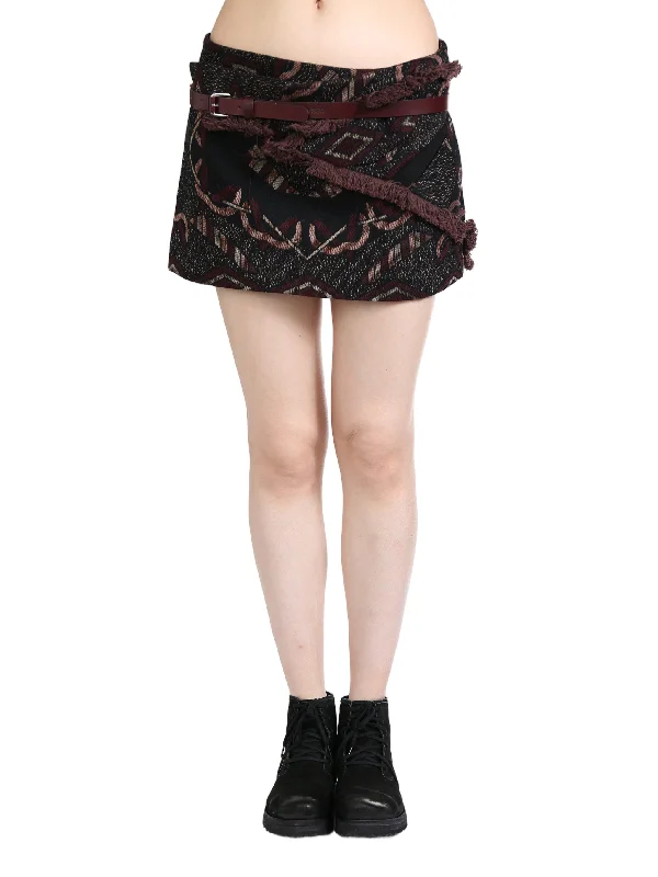 HYEIN SEO - Women W/Leather Belt Cinched Pocket Skirt linen skirt breathable