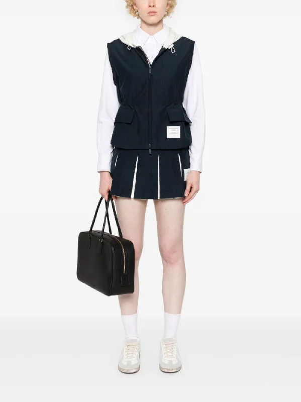 THOM BROWNE - Women Mini Box Pleat Skirt wool skirt sturdy