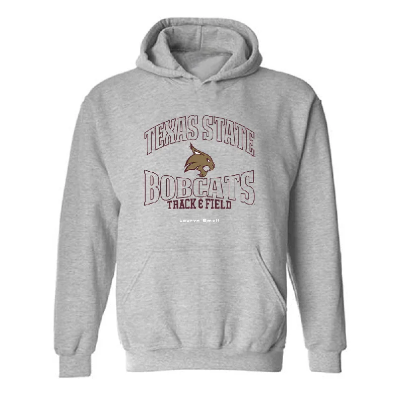 Texas State - NCAA Women's Track & Field : Lauryn Small - Hooded Sweatshirt Hoodie with Strings Custom Fit Adjustable