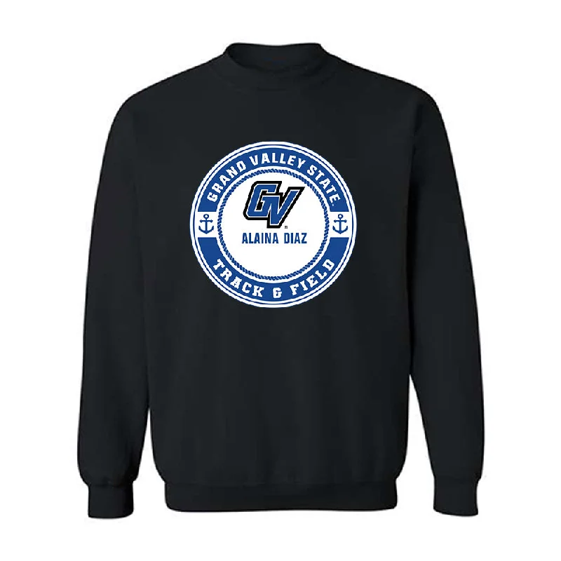 Grand Valley - NCAA Women's Track & Field (Indoor) : Alaina Diaz - Crewneck Sweatshirt Fashion Shersey Hoodie with Camouflage Military Edgy Grand Valley - NCAA Women's Track & Field (Indoor) : Alaina Diaz - Crewneck Sweatshirt Fashion Shersey Hoodie with Camouflage Military Edgy