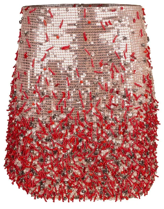 Sequin Coral Mini Skirt velvet skirt rich