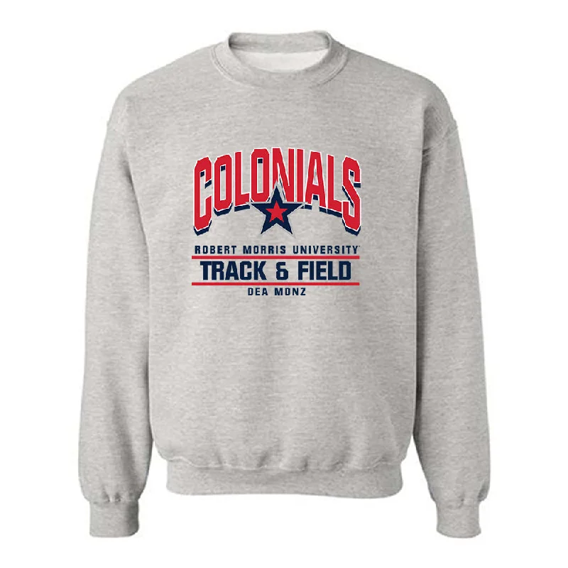 Robert Morris - NCAA Women's Track & Field : Dea Monz - Classic Fashion Shersey Crewneck Sweatshirt Hoodie with Snap Buttons Easy Quick