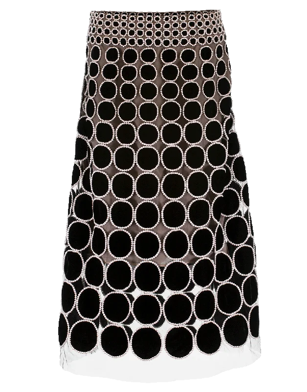 Velvet Pearl Trim Skirt silk skirt lustrous