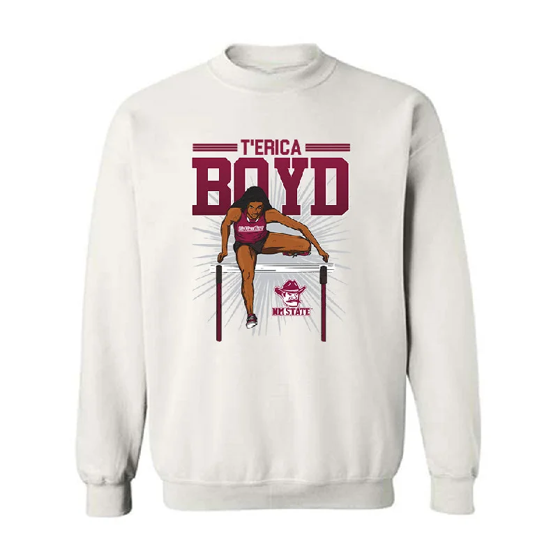 NMSU - NCAA Women's Track & Field (Indoor) : T'Erica Boyd - Crewneck Sweatshirt Individual Caricature Hoodie with Drawcord Adjustable Secure NMSU - NCAA Women's Track & Field (Indoor) : T'Erica Boyd - Crewneck Sweatshirt Individual Caricature Hoodie with Drawcord Adjustable Secure