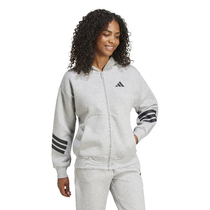 adidas Future Icons 3-Stripes Full-Zip Womens Hoodie Hoodie with Cuffed Sleeves Snug Secure