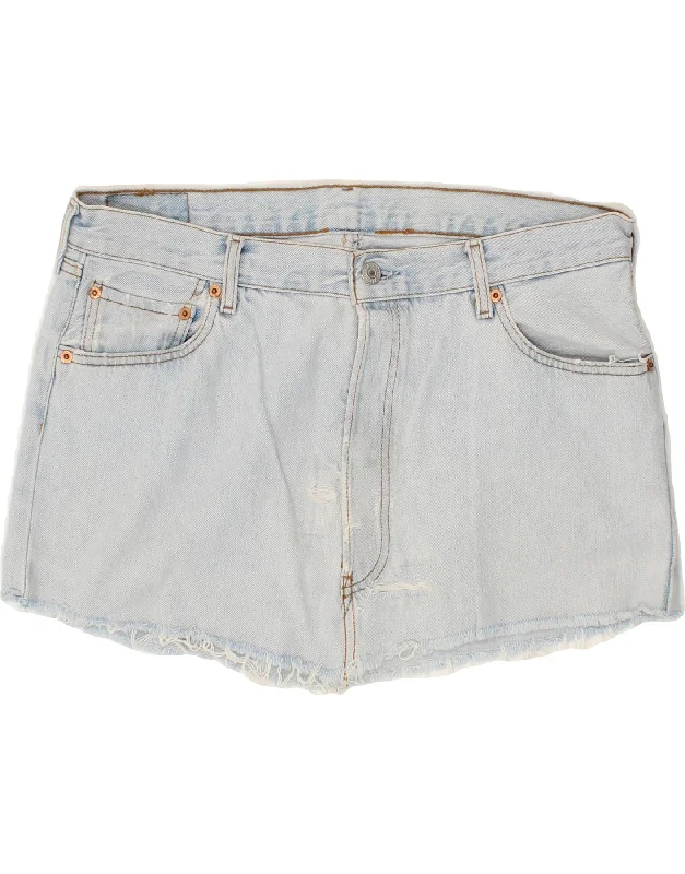 LEVI'S Womens 501 Distressed Denim Mini Skirt W34 Large Blue velvet skirt glossy