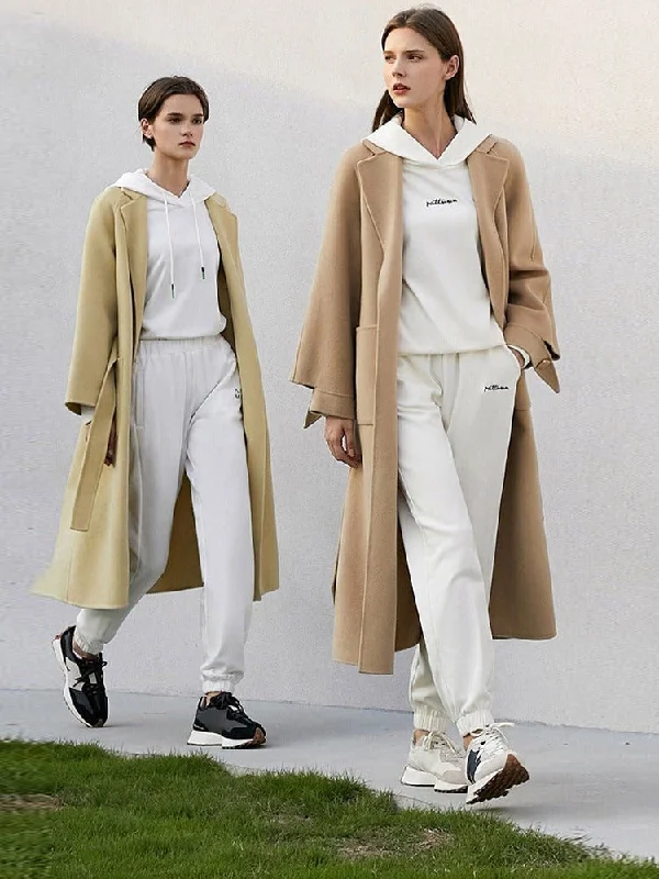 Light Weight Hoody Cotton Sweatshirt Sets Winter Women Sport Set Fashion 2pc Sets Under Coat Sets Hoodie with Hem Elastic Stretchable Comfortable