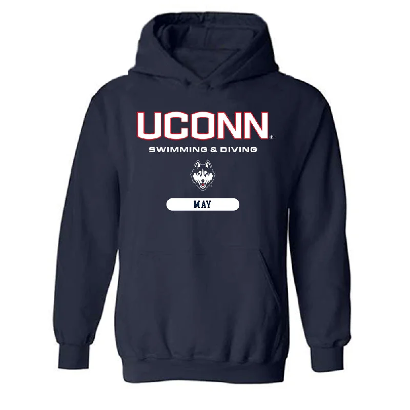 UConn - NCAA Women's Swimming & Diving : Emma May - Classic Shersey Hooded Sweatshirt Hoodie with Half-Zip Sporty Casual