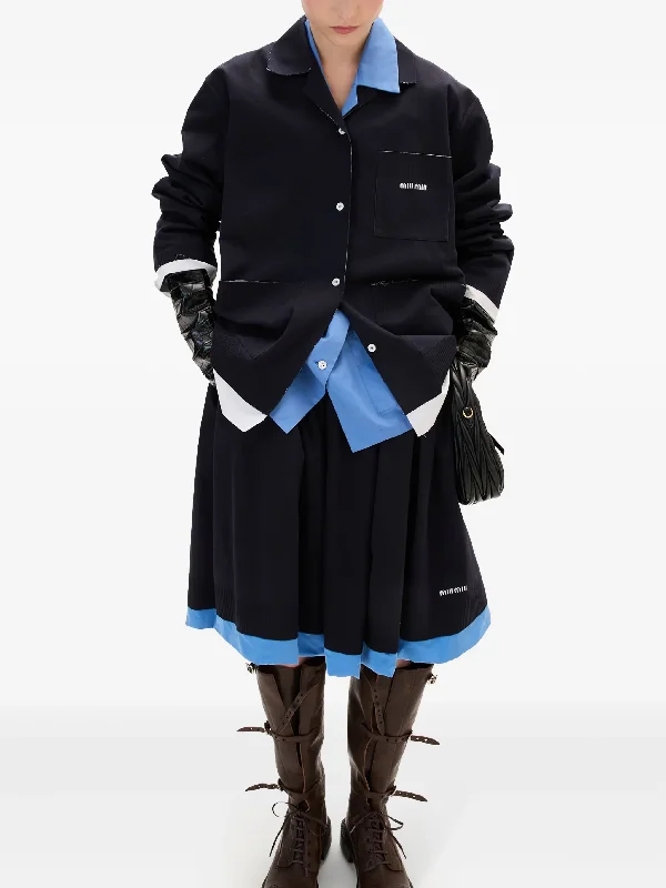 MIU MIU - Women Pleated Poplin Skirt cashmere skirt soft
